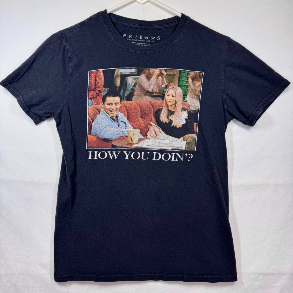Friends TV‎ Show T-Shirt How You Doin' Graphic Tee Black Sz Small Y2K